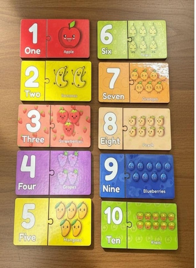 ESPtronics Wooden 1-10 Number & Fruit Puzzle for Kids & Adults Montessori Shape and Pattern Matching Brain Teaser, Educational Logic Game, STEM Toy Gift for All Ages, Preschool Learning & IQ Challenge - Image 1
